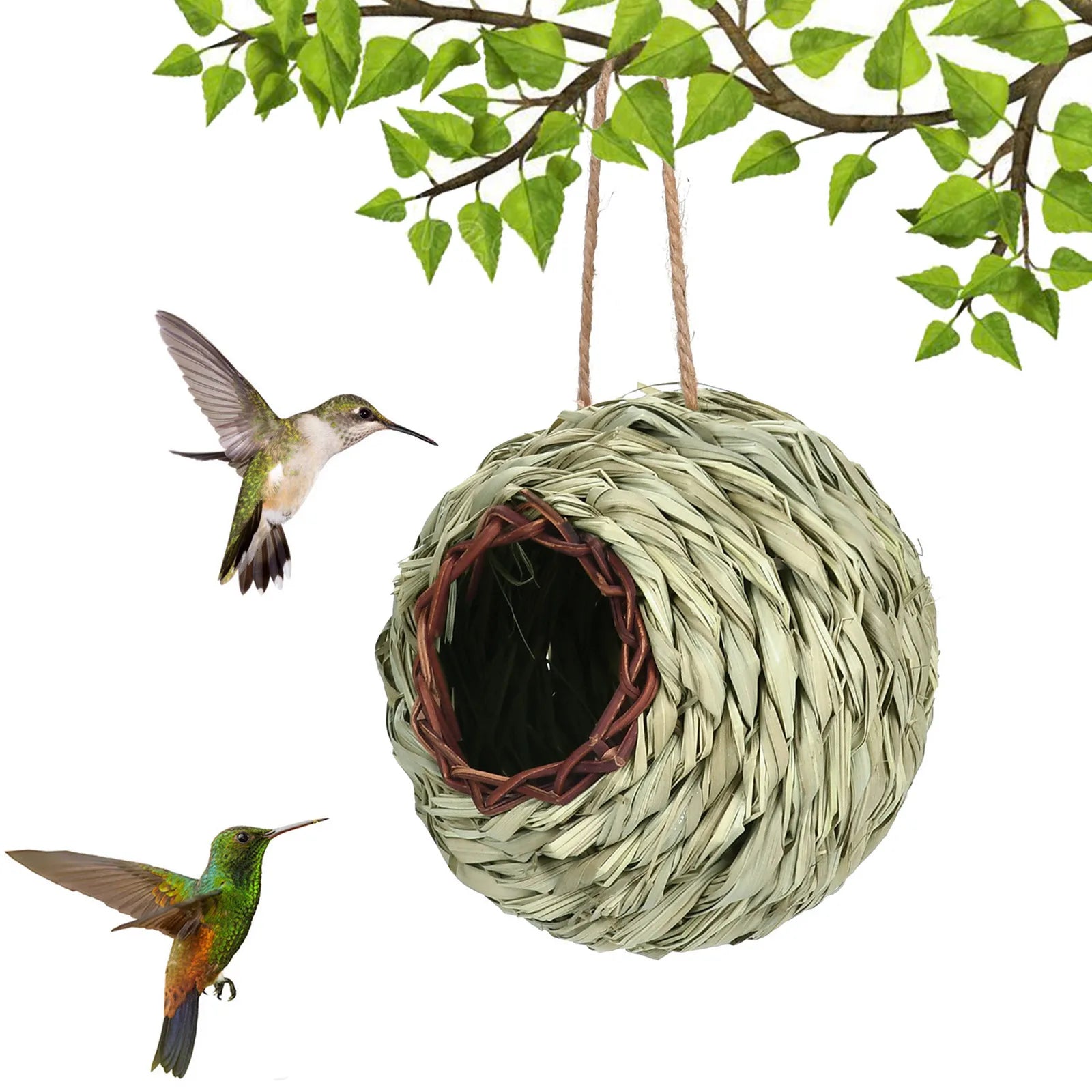 Handwoven Outdoor Bird Nest Hanging Bed – Decorative Pet Shelter for Garden