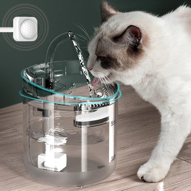 Automatic Pet Water Fountain — Sensing Flow Dispenser with Filter for Cats & Dogs