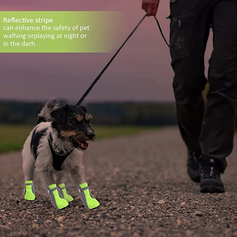 Breathable Waterproof Dog Shoes with Reflective Safety Strip — All-Weather Paw Protection