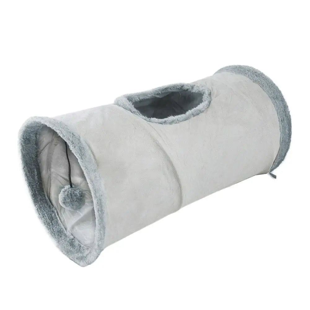 Foldable Suede Cat Tunnel – Soft Portable Hideaway & Exercise Toy for Cats & Dogs