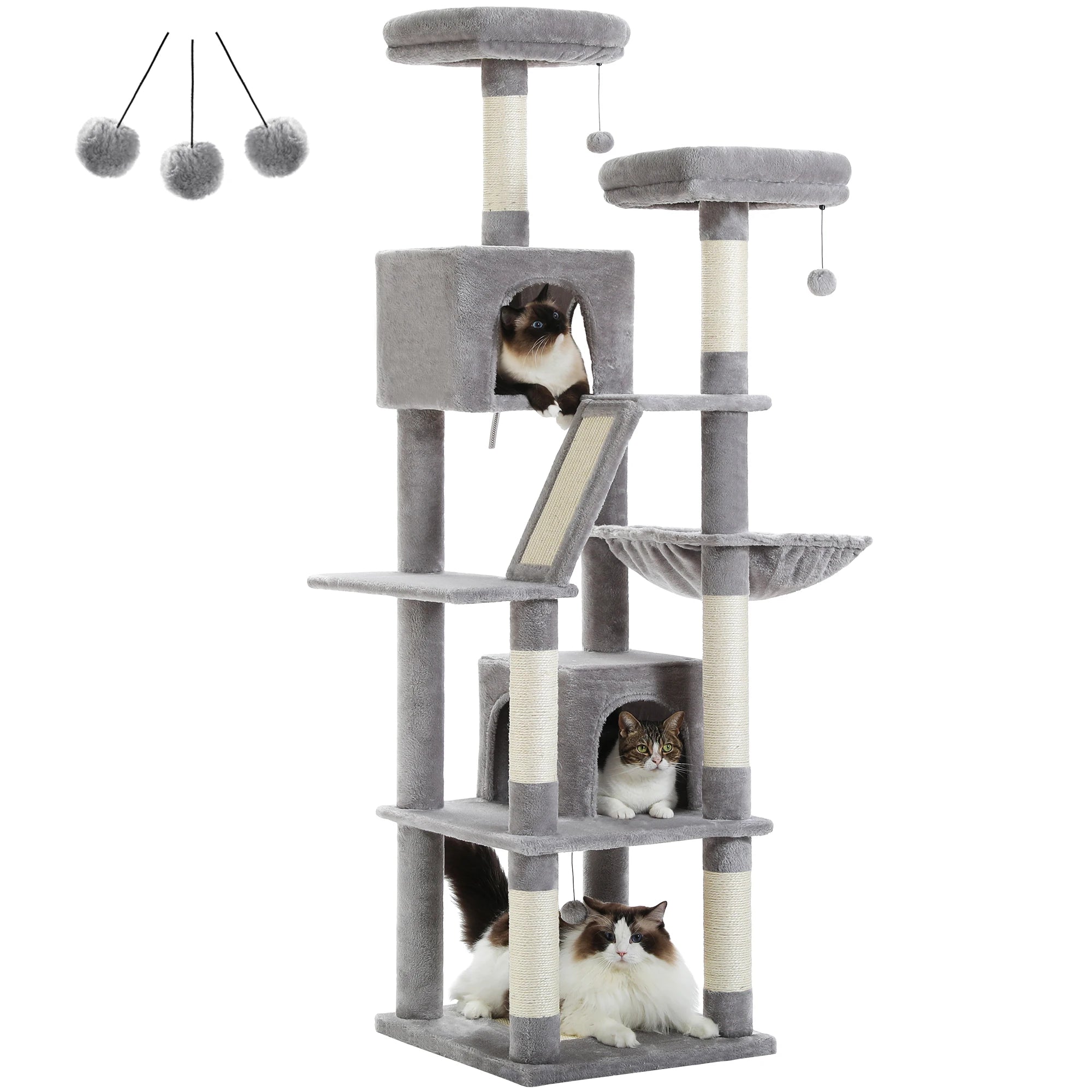 Large Cat Tree Tower for Indoor Cats — 8-Level Plush Condo with Scratching Posts & Perches
