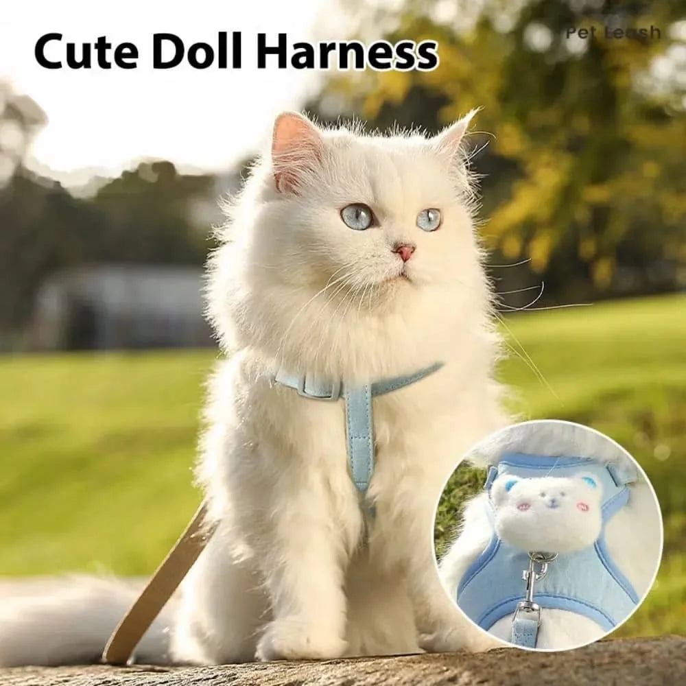 Cute Cartoon Pet Harness & Leash Set — Breathable Adjustable Walking Harness for Dogs