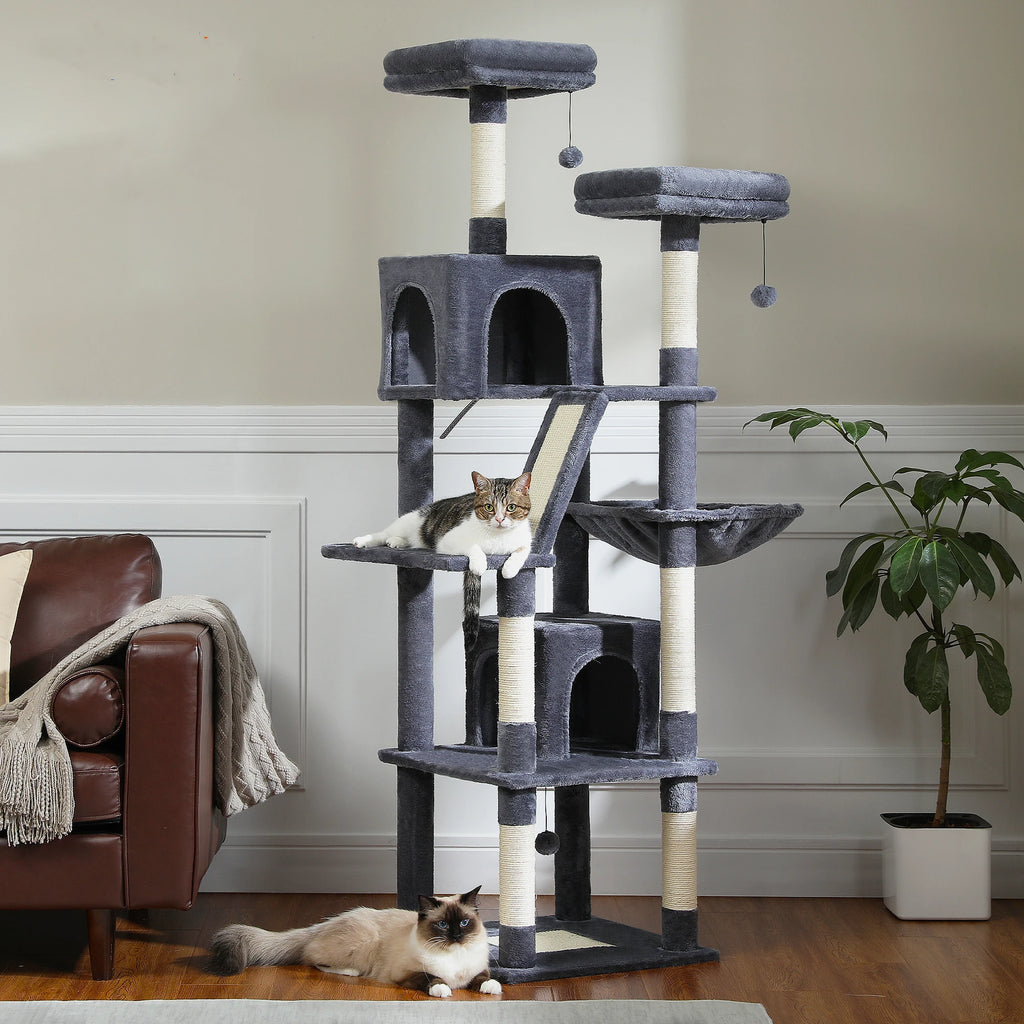 Large Cat Tree Tower for Indoor Cats — 8-Level Plush Condo with Scratching Posts & Perches
