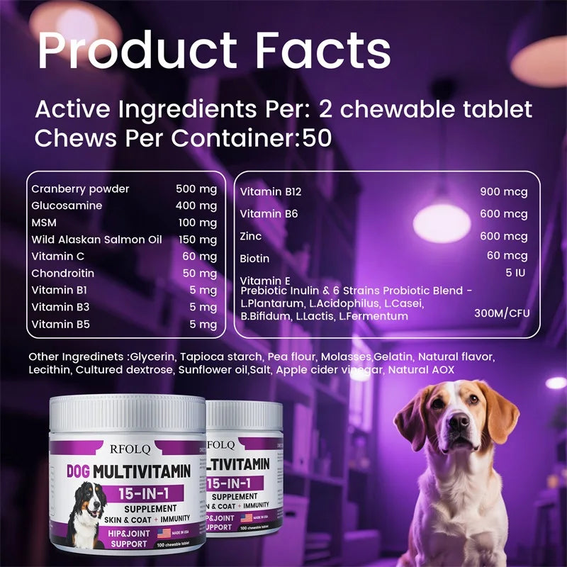 Dog Multivitamin Supplement — Healthy Skin, Coat, Joints & Digestive Support